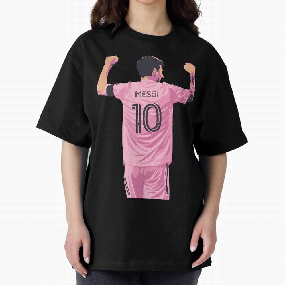 Lionel Messi Celebration Oversized T-Shirt Bring a Champion Mindset to FIFA World Cup 2026 for Fans of Cristiano Ronaldo, Haaland and CR7 and Spain and Netherlands, Bringing Sports Nostalgia, International Competition, Famous Players and