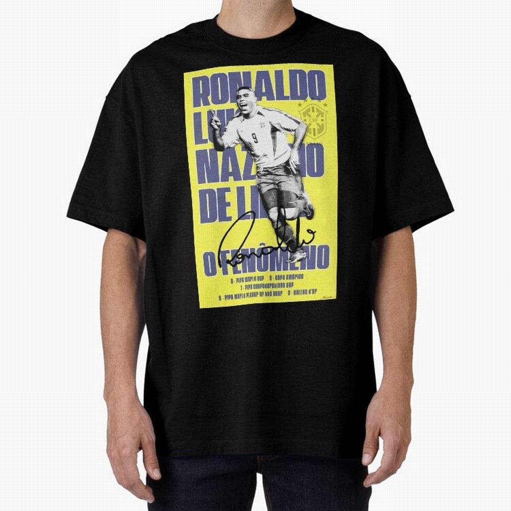 R9 Ronaldo Nazario Poster Oversized T-Shirt Share the Excitement of FIFA World Cup 2026 for Fans of Messi and England and Germany, Bringing Football Festival Excitement, Trophy Ambitions, Country Rivalries and Star Player Buzz; Ideal for Fans Who