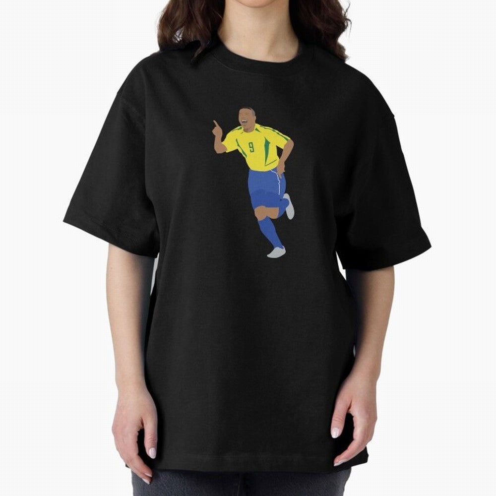 R9 Brazil - Ronaldo Oversized T-Shirt Back Your Heroes with Global Football Passion for FIFA World Cup 2026 USA Canada Mexico, Built around Mbappe and Neymar, Argentina, France and Brazil, Classic Soccer Heritage, Championship Pressure, Fan Loyalty