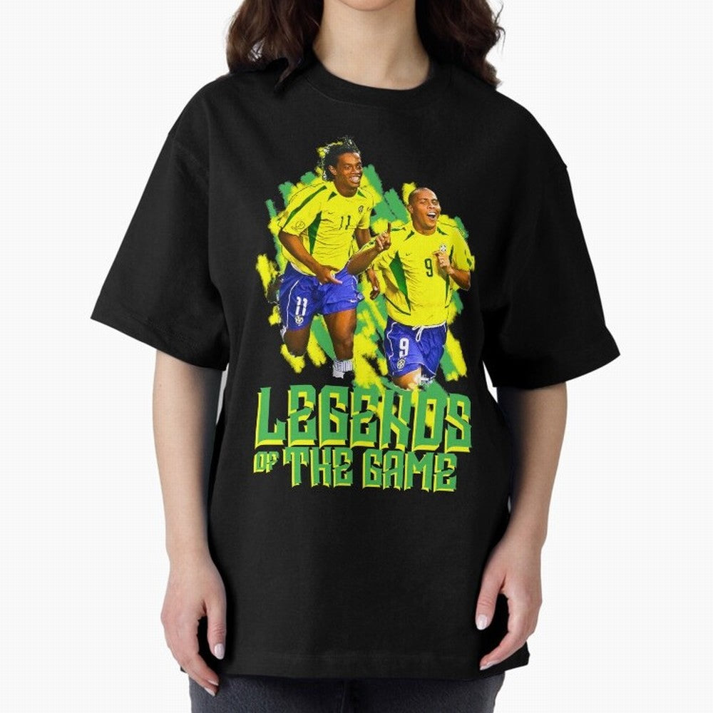 Ronaldinho and ronaldo brazil football print art Oversized T-Shirt Discover Global Football Passion for FIFA World Cup 2026 Group Stage, Built around Haaland and Mbappe, England and Germany, Sports Nostalgia, International Competition, Famous