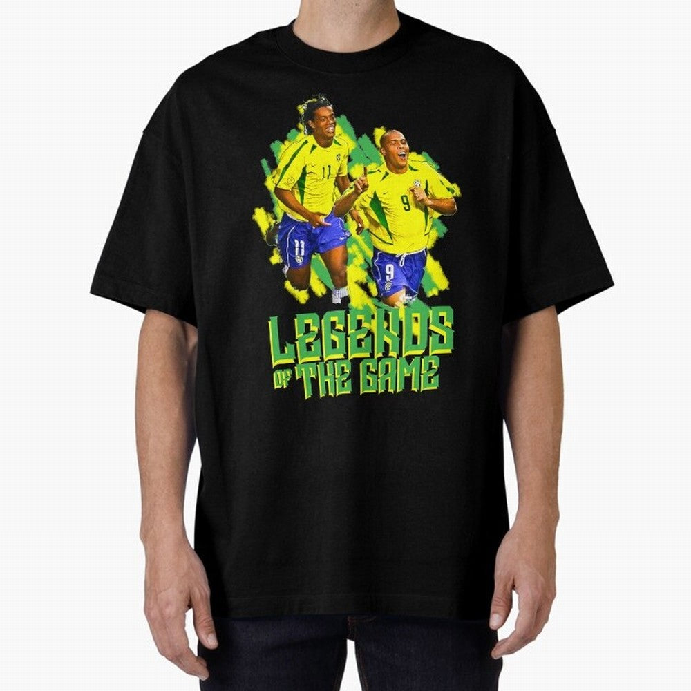 Ronaldinho and ronaldo brazil football print art Oversized T-Shirt Discover Global Football Passion for FIFA World Cup 2026 Group Stage, Built around Haaland and Mbappe, England and Germany, Sports Nostalgia, International Competition, Famous