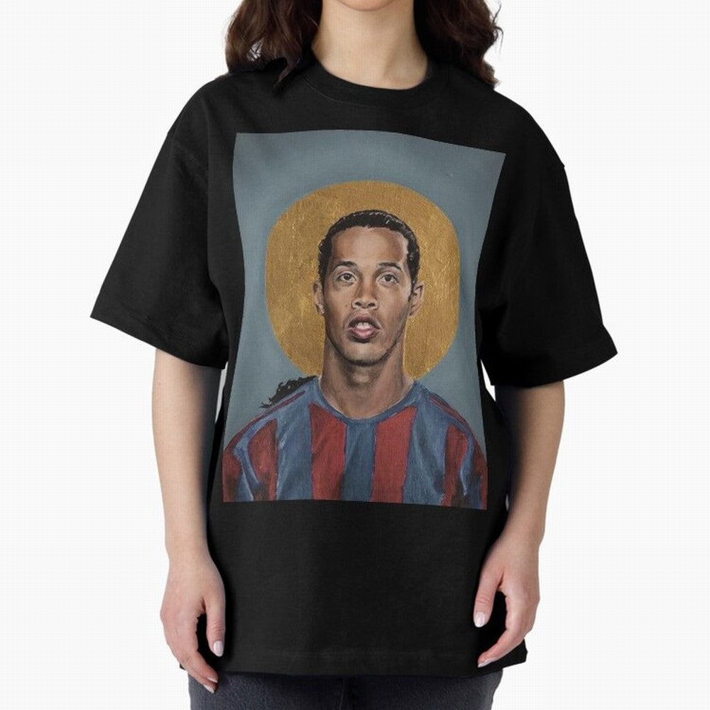 Art Ronaldinho Painting Oversized T-Shirt Feel International Energy from the FIFA World Cup 2026 USA Canada Mexico Journey through CR7 Highlights, England, France and Netherlands Pride, Sports Nostalgia, International Competition, Famous Players