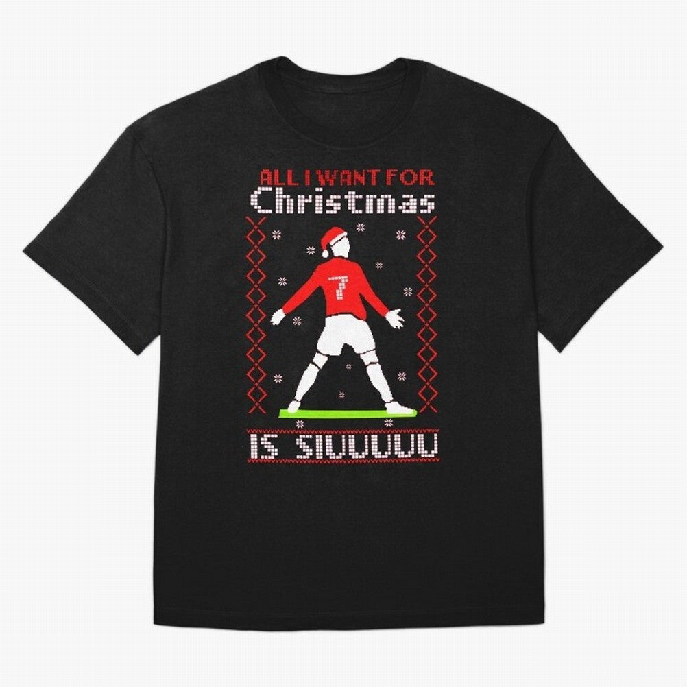 All I Want for Christmas Is Siu Ronaldo Oversized T-Shirt Represent Football Lovers during Global Football Passion for FIFA World Cup 2026 Group Stage, Made for Neymar, Haaland and Cristiano Ronaldo, England, Stadium Memories, Football Loyalty,