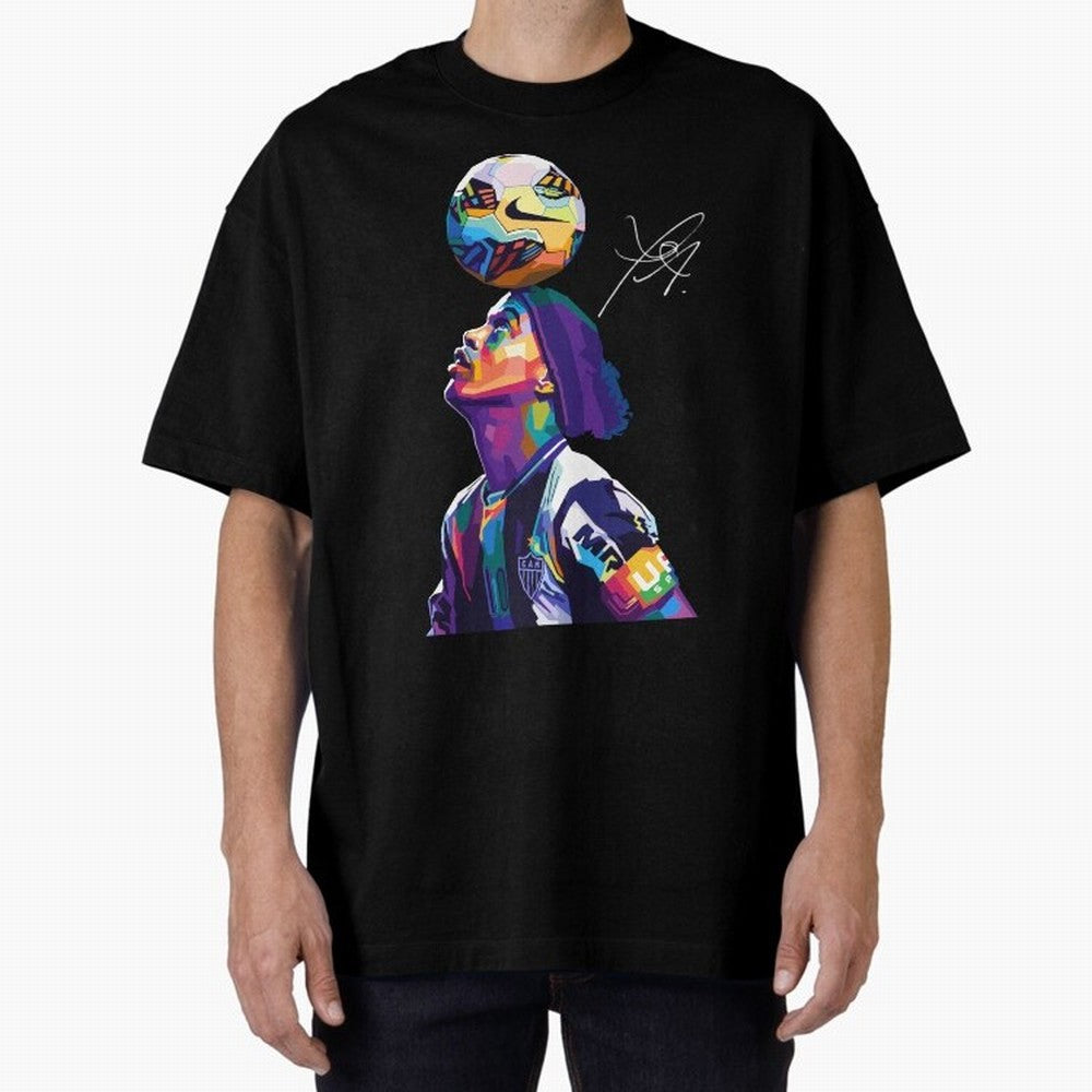 Ronaldinho Wpap Pop Art Oversized T-Shirt Step into the FIFA World Cup 2026 USA Canada Mexico Journey through Mbappe Highlights, Spain Pride, Game Day Rituals, Football Legends, Country Pride and the Road to the Final; Ideal for Football Dads,