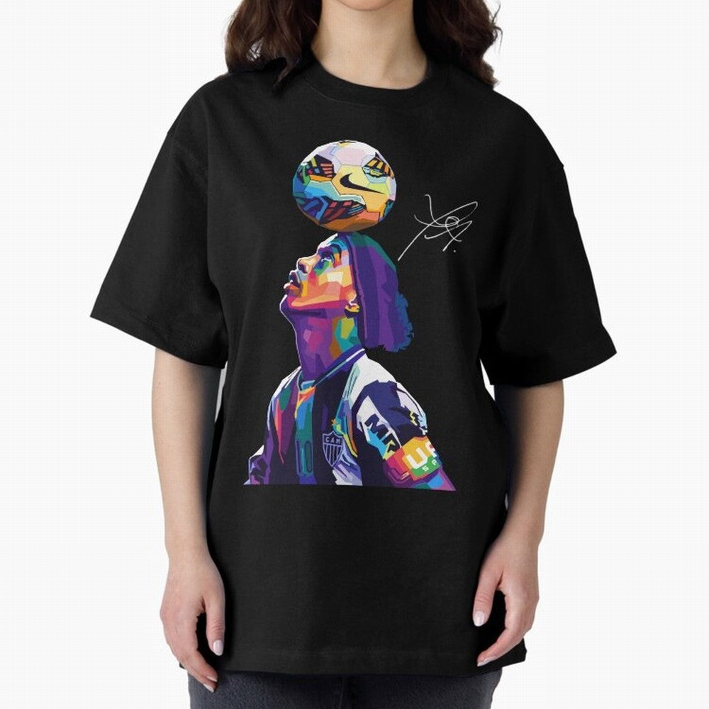 Ronaldinho Wpap Pop Art Oversized T-Shirt Step into the FIFA World Cup 2026 USA Canada Mexico Journey through Mbappe Highlights, Spain Pride, Game Day Rituals, Football Legends, Country Pride and the Road to the Final; Ideal for Football Dads,