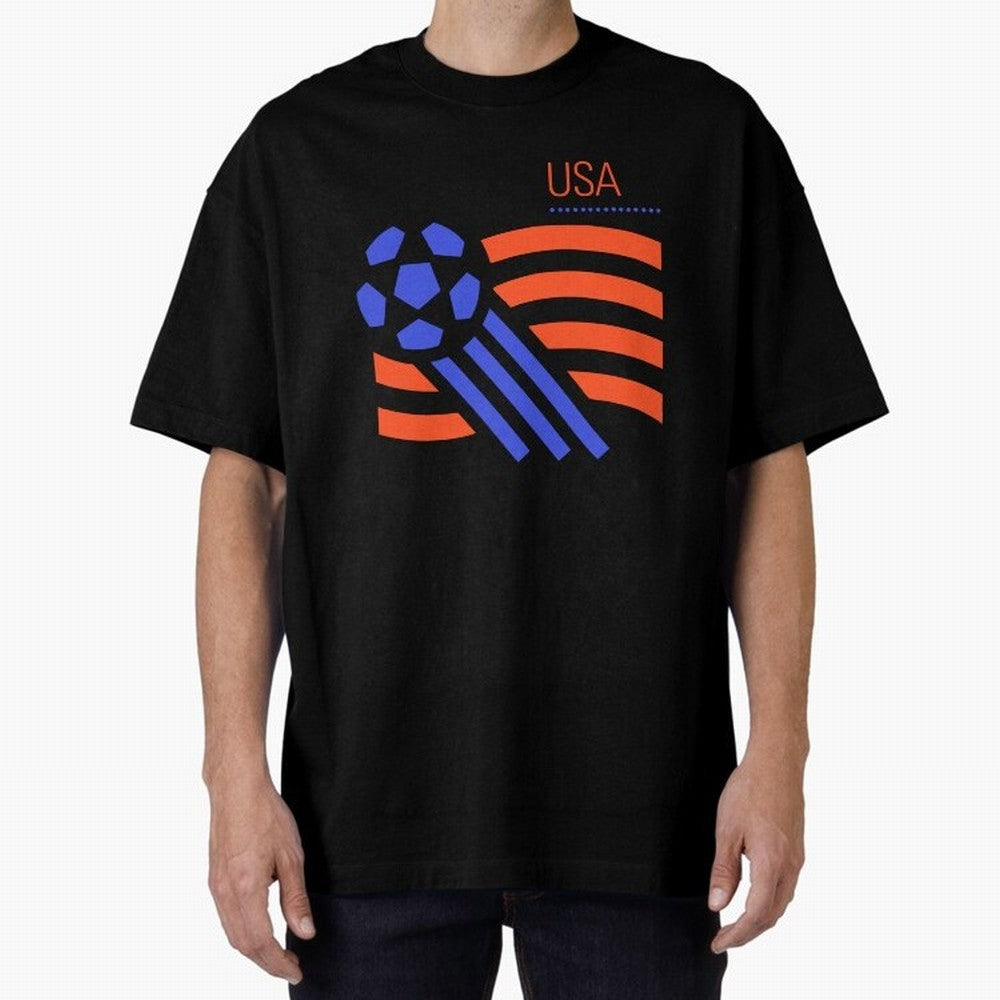 USA 1994 World Cup Soccer Retro 90s Oversized T-Shirt Bring Trophy Dreams to Global Football Passion for FIFA World Cup 2026 Group Stage, Featuring Haaland and Mbappe, Argentina, France and Brazil, Worldwide Fan Energy, Dramatic Goals, Stadium