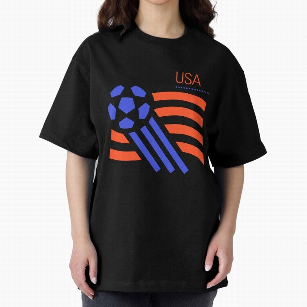 USA 1994 World Cup Soccer Retro 90s Oversized T-Shirt Bring Trophy Dreams to Global Football Passion for FIFA World Cup 2026 Group Stage, Featuring Haaland and Mbappe, Argentina, France and Brazil, Worldwide Fan Energy, Dramatic Goals, Stadium