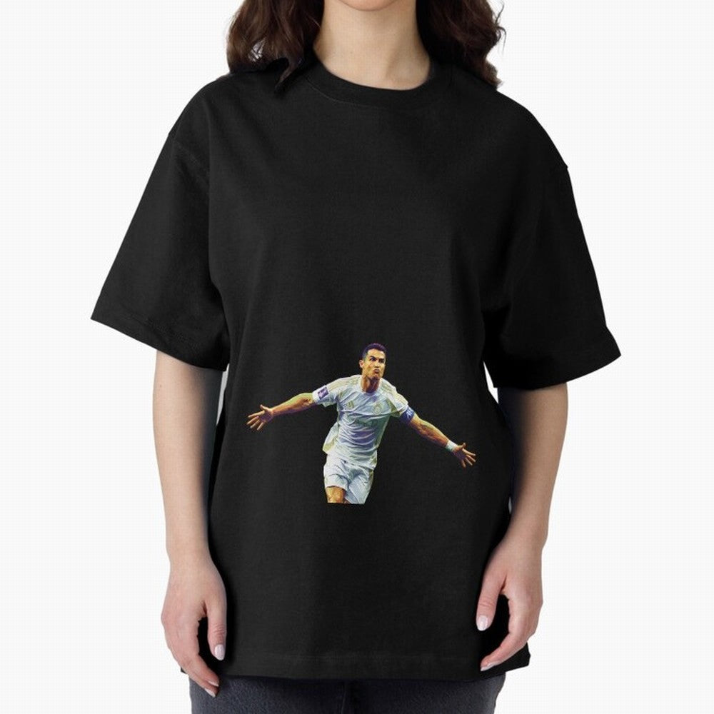 Ronaldo pop art Oversized T-Shirt Celebrate Classic Football Spirit in Match Day Hype around FIFA World Cup 2026 USA Canada Mexico, Mbappe, Brazil, Classic Soccer Heritage, Championship Pressure, Fan Loyalty and International Pride; Perfect for