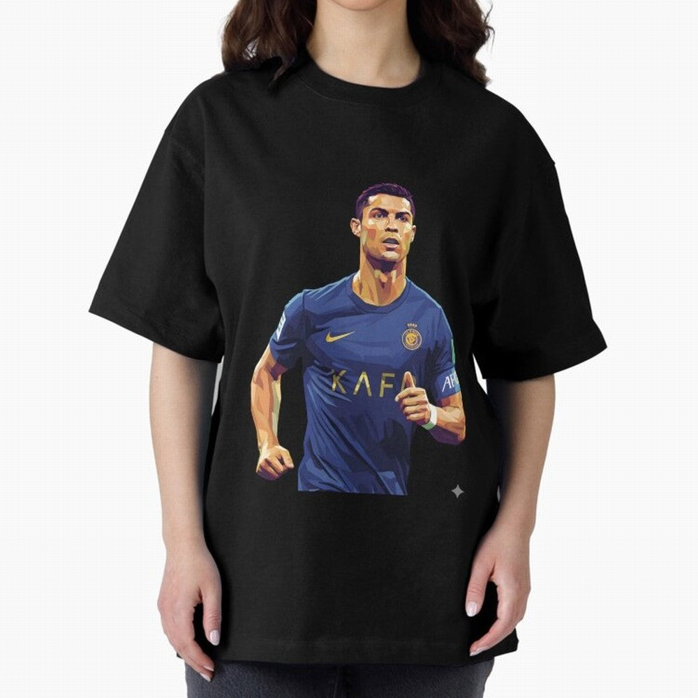 Ronaldo pop art Oversized T-Shirt Bring Bold Fan Energy to FIFA World Cup 2026 for Fans of Haaland and Mbappe and Spain, Bringing Classic Soccer Heritage, Championship Pressure, Fan Loyalty and International Pride; Perfect for People Who Love