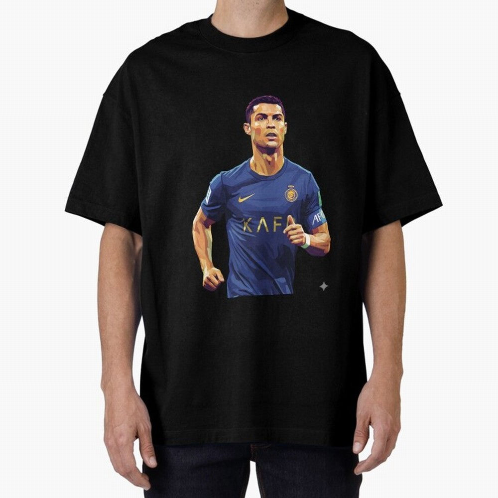 Ronaldo pop art Oversized T-Shirt Bring Bold Fan Energy to FIFA World Cup 2026 for Fans of Haaland and Mbappe and Spain, Bringing Classic Soccer Heritage, Championship Pressure, Fan Loyalty and International Pride; Perfect for People Who Love