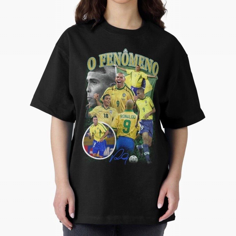 O Fenomeno Ronaldo Oversized T-Shirt Carry the Colors and Pride of FIFA World Cup 2026 USA Canada Mexico Spirit, Featuring Argentina and Brazil, Mbappe and Neymar, Classic Soccer Heritage, Championship Pressure, Fan Loyalty and International Pride;