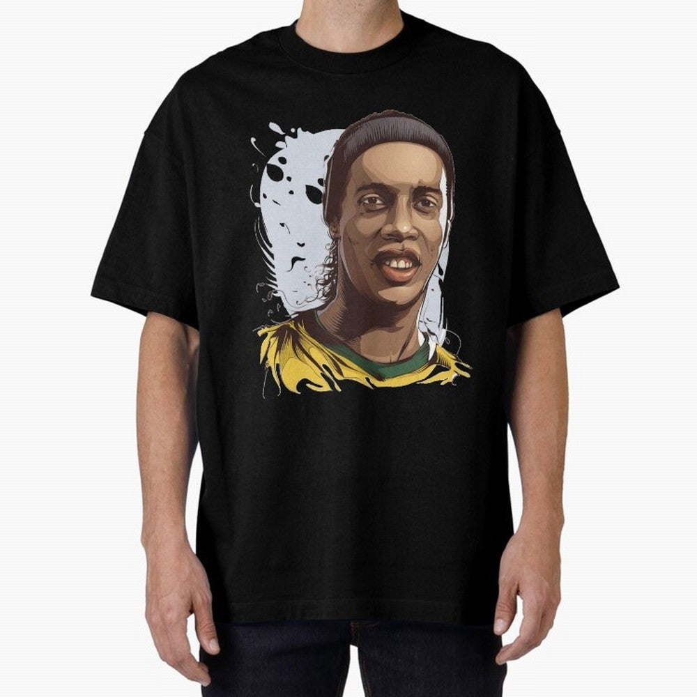 Illustration Ronaldinho Art Oversized T-Shirt Experience FIFA World Cup 2026 Group Stage Highlighting Neymar, France Energy, Supporter Pride, Iconic Celebrations, Legendary Names and Global Match Day Energy; Built for Supporters Chasing Trophy