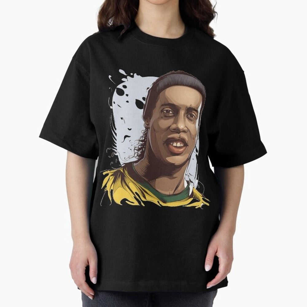 Illustration Ronaldinho Art Oversized T-Shirt Experience FIFA World Cup 2026 Group Stage Highlighting Neymar, France Energy, Supporter Pride, Iconic Celebrations, Legendary Names and Global Match Day Energy; Built for Supporters Chasing Trophy