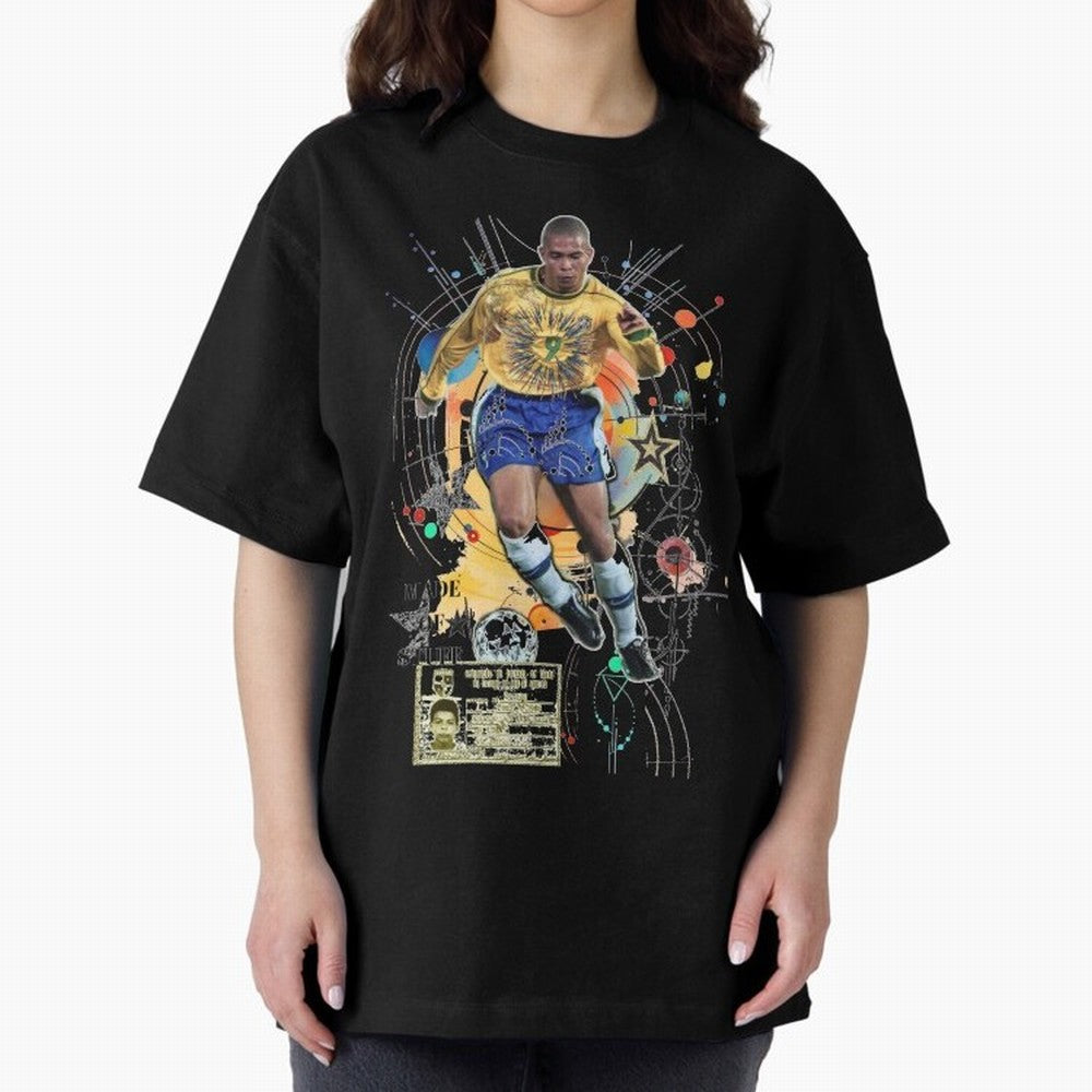 Ronaldo Nazario Football Playmaker Oversized T-Shirt Celebrate Fan Culture around FIFA World Cup 2026 Group Stage for Fans of Haaland and Mbappe and Netherlands, Bringing Vintage Soccer Flavor, Modern Football Stars, National Flags and Final Night