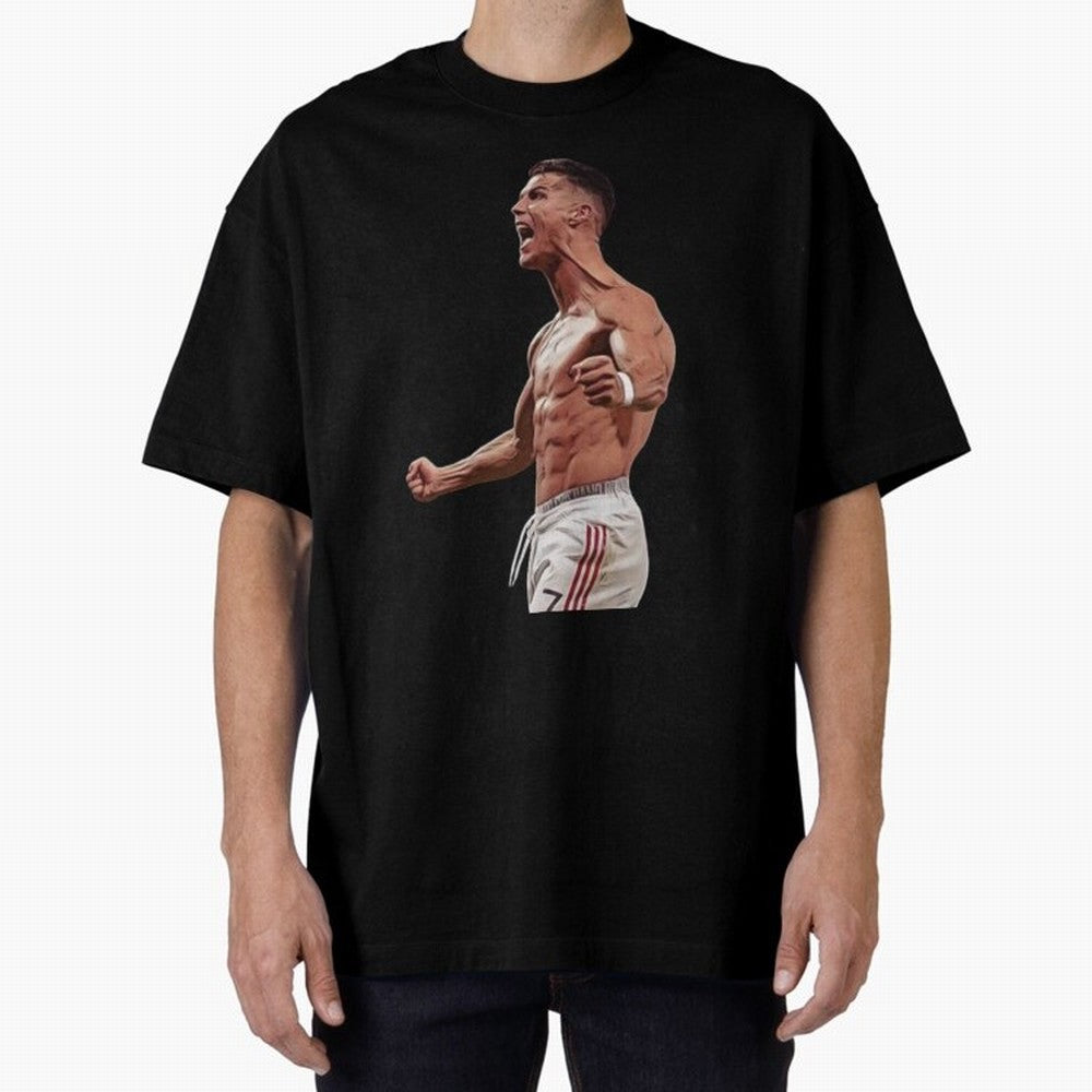 Ronaldo Last Minute Goal Celebration United 7 Oversized T-Shirt Stand with FIFA World Cup 2026 Spirit, Driven by Germany, Messi, Retro Football Energy, Iconic Rivalries, Trophy Chase Drama and Stadium Atmosphere; Ideal for Fans Who Follow Messi,