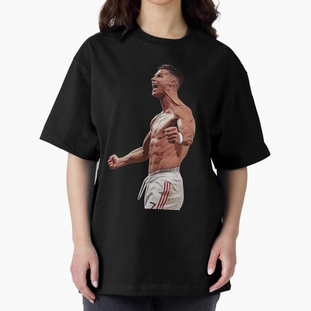 Ronaldo Last Minute Goal Celebration United 7 Oversized T-Shirt Stand with FIFA World Cup 2026 Spirit, Driven by Germany, Messi, Retro Football Energy, Iconic Rivalries, Trophy Chase Drama and Stadium Atmosphere; Ideal for Fans Who Follow Messi,