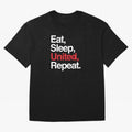 Eat, Sleep, United, Repeat - Funny Manchester United Quote Oversized T-Shirt Support Your Favorite Stars during the FIFA World Cup 2026 USA Canada Mexico Journey through Messi, Neymar and Mbappe Highlights, Argentina, France and Brazil Pride,