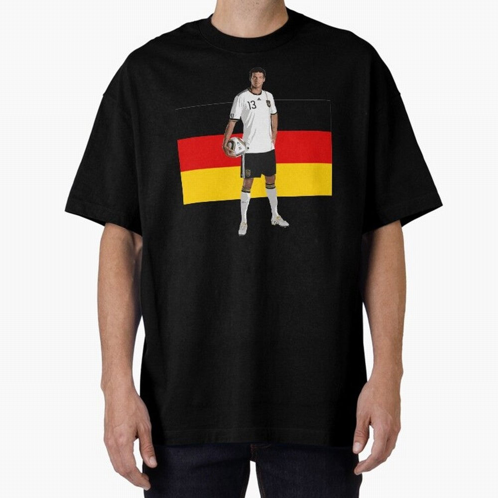 Michael Ballack - German Football Legend Oversized T-Shirt Show Championship Spirit for Global Football Passion for FIFA World Cup 2026, Built around Neymar, Haaland and Cristiano Ronaldo, Argentina and Brazil, Stadium Chants, National Pride,