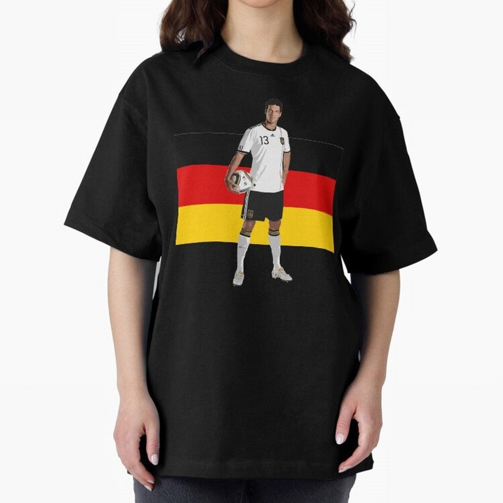 Michael Ballack - German Football Legend Oversized T-Shirt Show Championship Spirit for Global Football Passion for FIFA World Cup 2026, Built around Neymar, Haaland and Cristiano Ronaldo, Argentina and Brazil, Stadium Chants, National Pride,