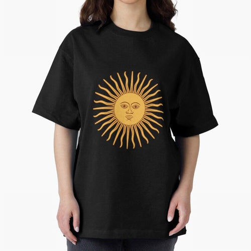Argentina's Sun Oversized T-Shirt Elevate Global Football Passion for FIFA World Cup 2026 USA Canada Mexico, Centered on Haaland, France and Portugal, Vintage Soccer Flavor, Modern Football Stars, National Flags and Final Night Emotion; Made for