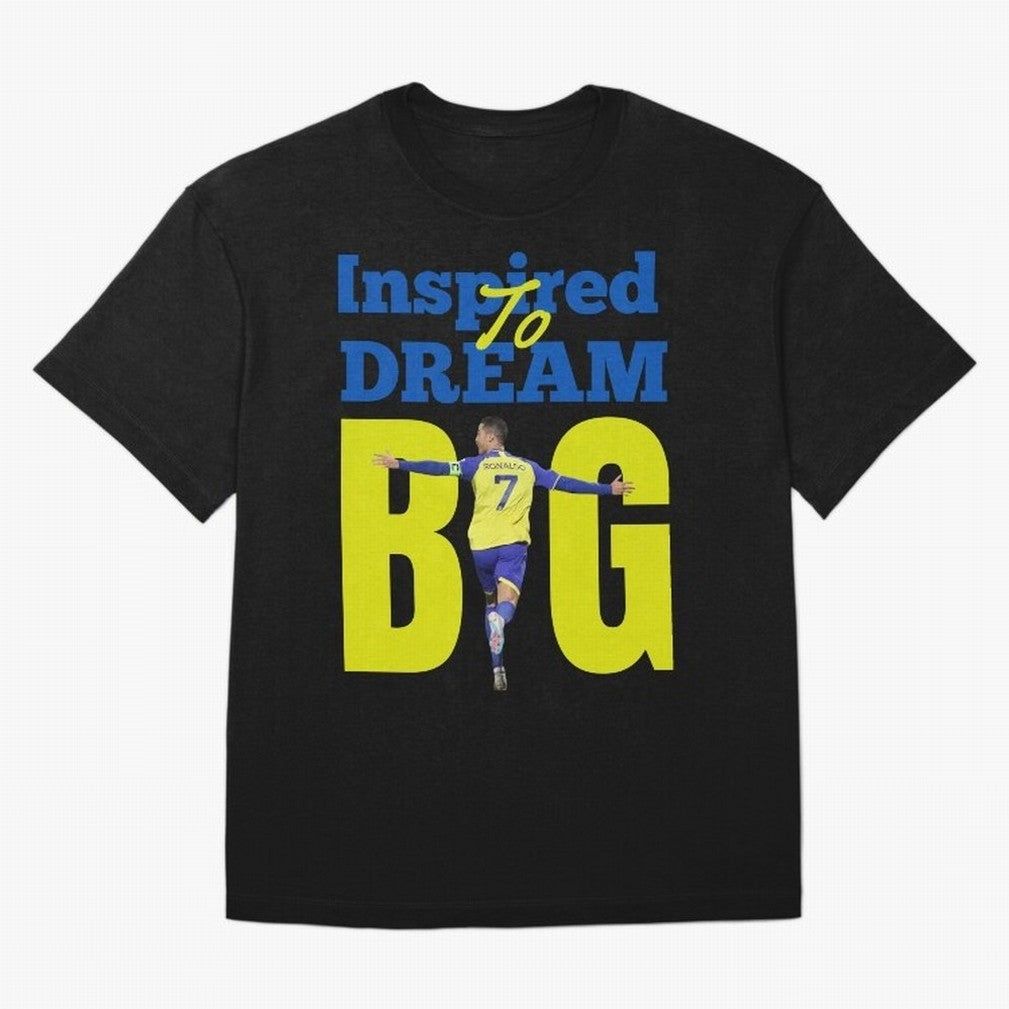Inspired To Dream Big Oversized T-Shirt Celebrate Global Football Passion for FIFA World Cup 2026, Celebrating Messi, CR7 and Mbappe, France and Portugal, Football History, Final Match Energy, Crowd Noise and Once in a Lifetime Moments; Ideal for