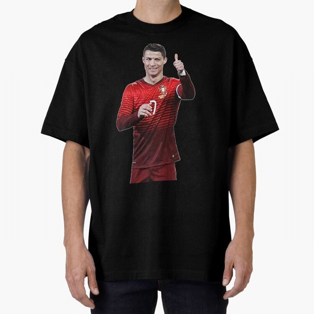 Ronaldo Thumbs Up Oversized T-Shirt Cheer for the FIFA World Cup 2026 Group Stage Journey through Mbappe Highlights, Portugal Pride, Global Supporter Spirit, Legendary Goals, National Colors and Tournament Celebration; Perfect for People Who Love
