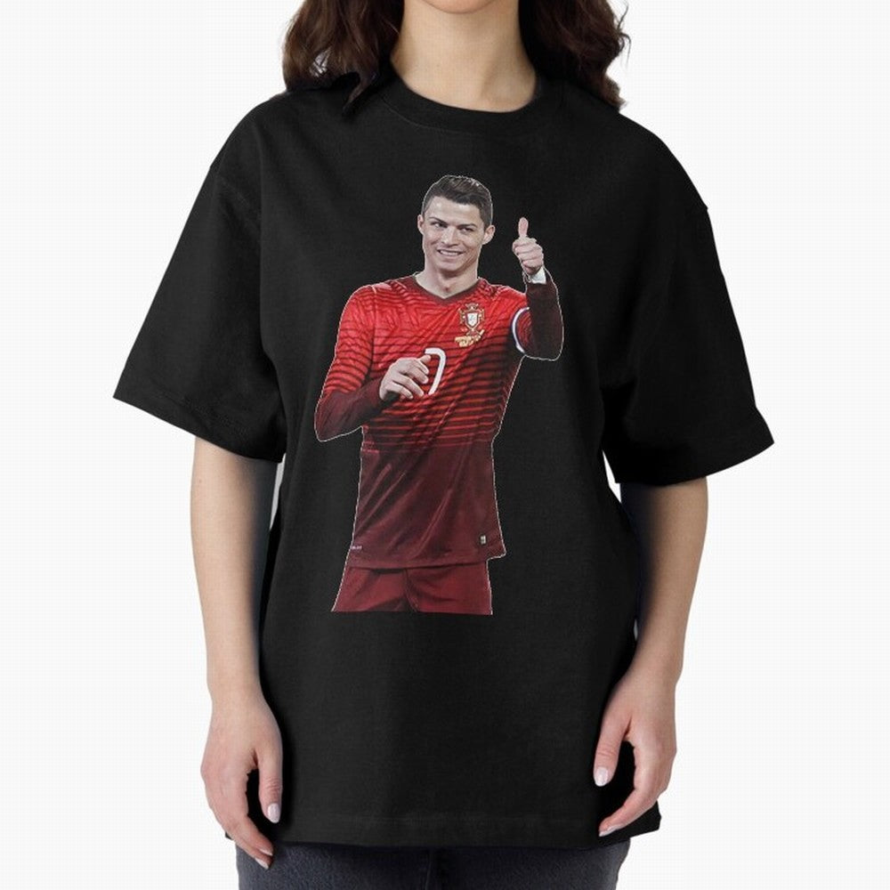 Ronaldo Thumbs Up Oversized T-Shirt Cheer for the FIFA World Cup 2026 Group Stage Journey through Mbappe Highlights, Portugal Pride, Global Supporter Spirit, Legendary Goals, National Colors and Tournament Celebration; Perfect for People Who Love