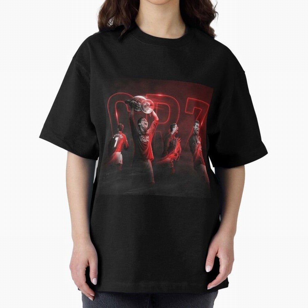 Cristiano Ronaldo in Manchester United Oversized T-Shirt Celebrate Every Goal in FIFA World Cup 2026 USA Canada Mexico Spirit, Driven by Netherlands, Cristiano Ronaldo, Haaland and CR7, Global Supporter Spirit, Legendary Goals, National Colors and