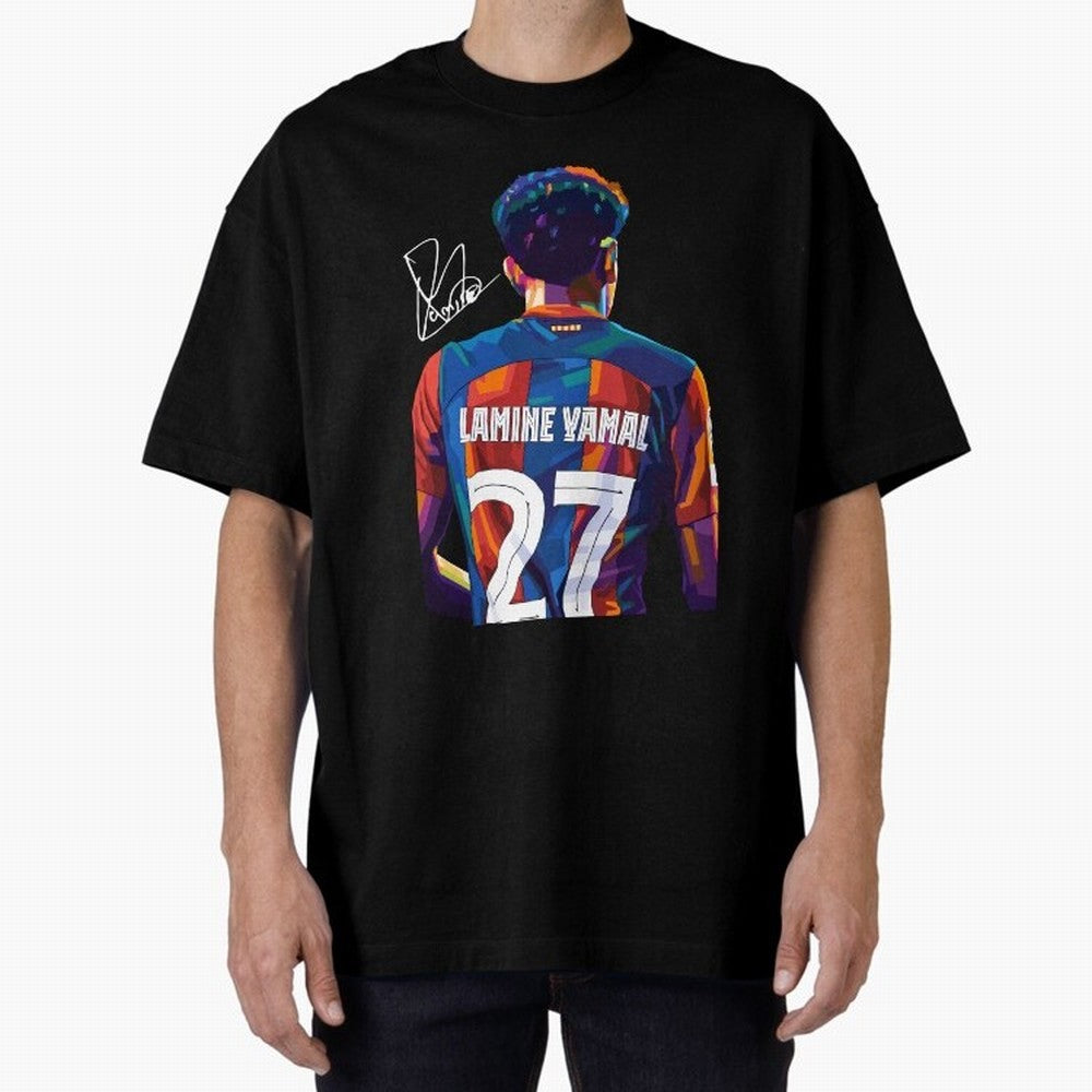 Lamine Yamal Football Player Wpap Art Oversized T-Shirt Spotlight FIFA World Cup 2026 Group Stage with Haaland, Netherlands Energy, Retro Football Energy, Iconic Rivalries, Trophy Chase Drama and Stadium Atmosphere; Built for Supporters Chasing