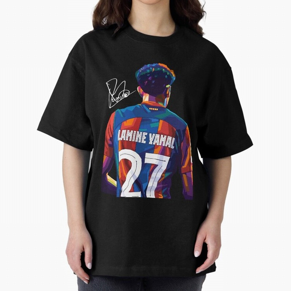 Lamine Yamal Football Player Wpap Art Oversized T-Shirt Spotlight FIFA World Cup 2026 Group Stage with Haaland, Netherlands Energy, Retro Football Energy, Iconic Rivalries, Trophy Chase Drama and Stadium Atmosphere; Built for Supporters Chasing