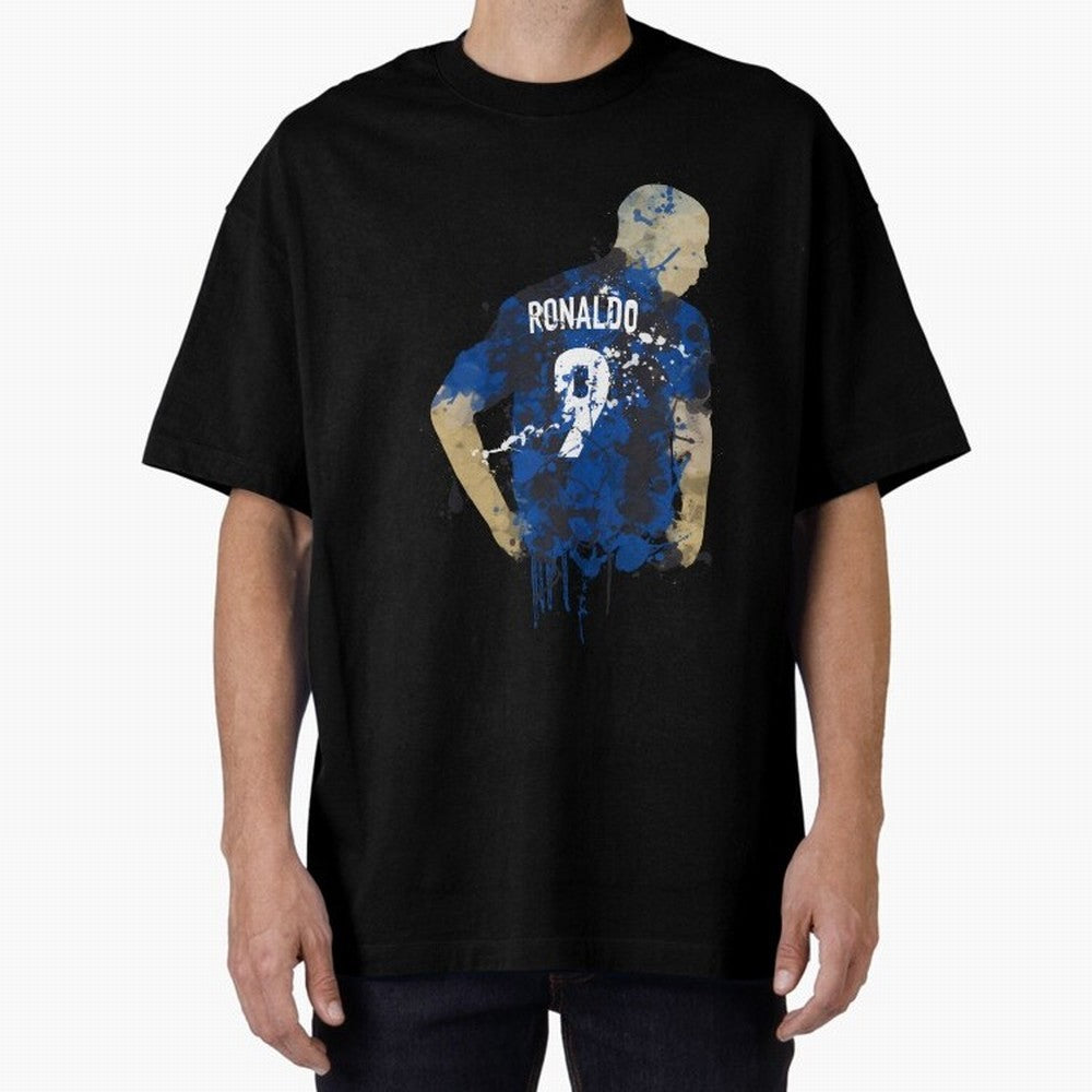 Ronaldo Number 9 Art Oversized T-Shirt Carry National Pride through the FIFA World Cup 2026 Group Stage Journey through Messi, Neymar and Mbappe Highlights, Argentina, France and Brazil Pride, Goal Celebration Energy, Supporter Heritage, Football