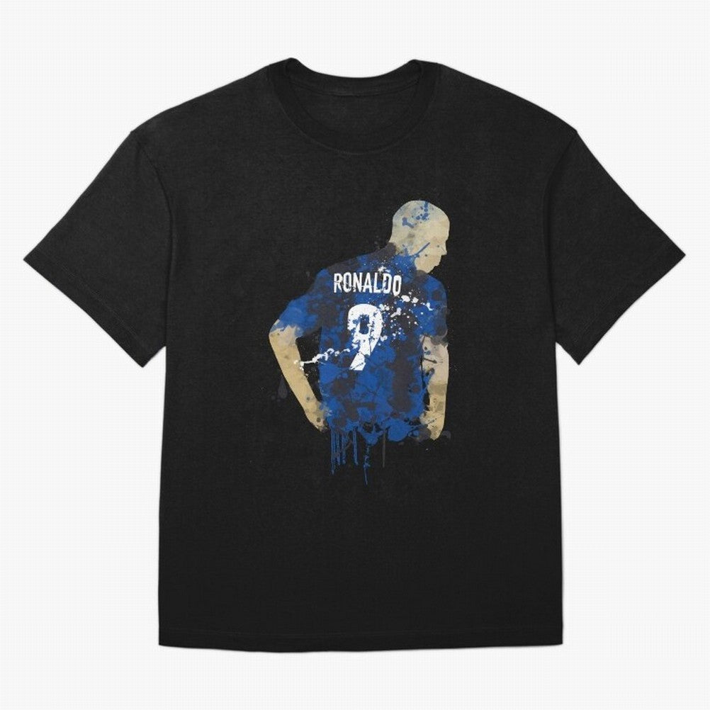 Ronaldo Number 9 Art Oversized T-Shirt Carry National Pride through the FIFA World Cup 2026 Group Stage Journey through Messi, Neymar and Mbappe Highlights, Argentina, France and Brazil Pride, Goal Celebration Energy, Supporter Heritage, Football