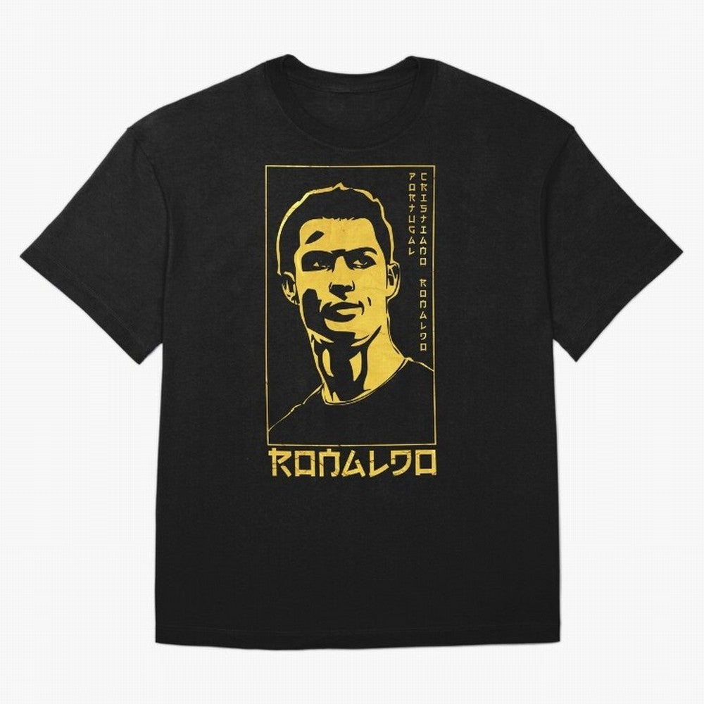 Ronaldo Golden Style Portrait art illustration Oversized T-Shirt Celebrate National Team Dreams in Match Day Hype around FIFA World Cup 2026 Group Stage, CR7, Spain, Championship Spirit, Famous Goals, Roaring Crowds and International Football
