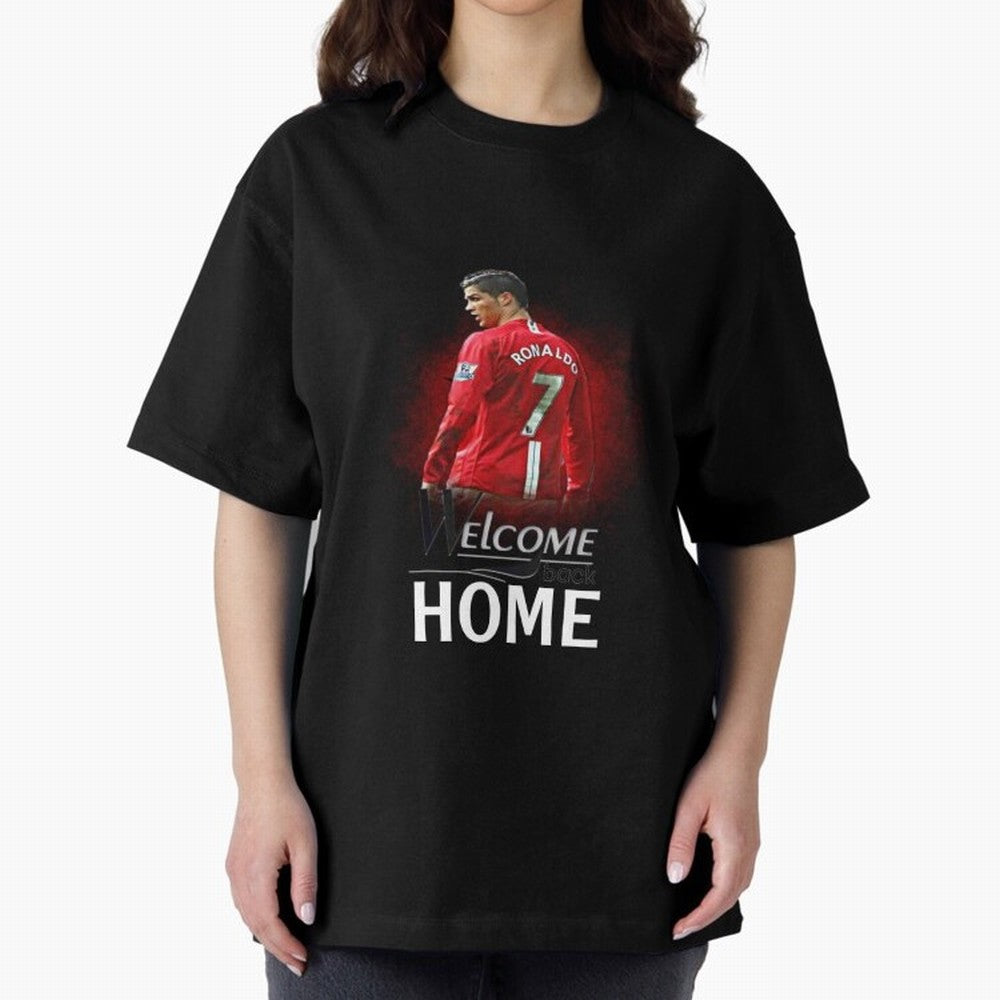 Cristiano Ronaldo welcome back - Manchester Oversized T-Shirt Live for the Drama of Global Football Passion for FIFA World Cup 2026 USA Canada Mexico, Celebrating Mbappe and Neymar, Brazil, Goal Celebration Energy, Supporter Heritage, Football