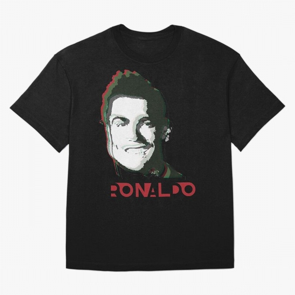 Portugal Football Captain Cristiano Ronaldo 3D Anaglyph Portrait Oversized T-Shirt Make Your Look Match FIFA World Cup 2026 Group Stage Spirit, Centered on Spain and Netherlands, Messi and Cristiano Ronaldo, Tournament Hype, Historic Matchups,