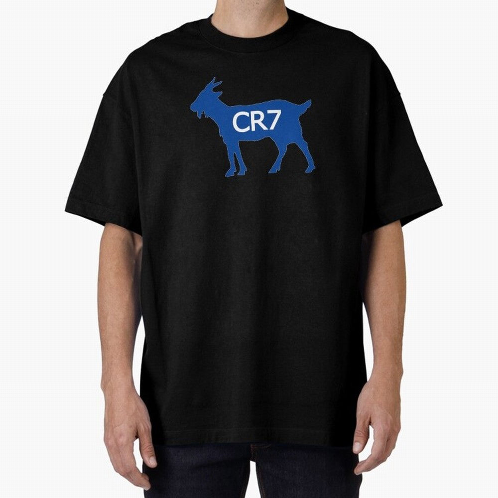CR7 GOAT Blue Oversized T-Shirt Celebrate Fan Favorites in Match Day Hype around FIFA World Cup 2026 USA Canada Mexico, Neymar, Haaland and Cristiano Ronaldo, Portugal, Spain and Germany, Worldwide Fan Energy, Dramatic Goals, Stadium Lights and