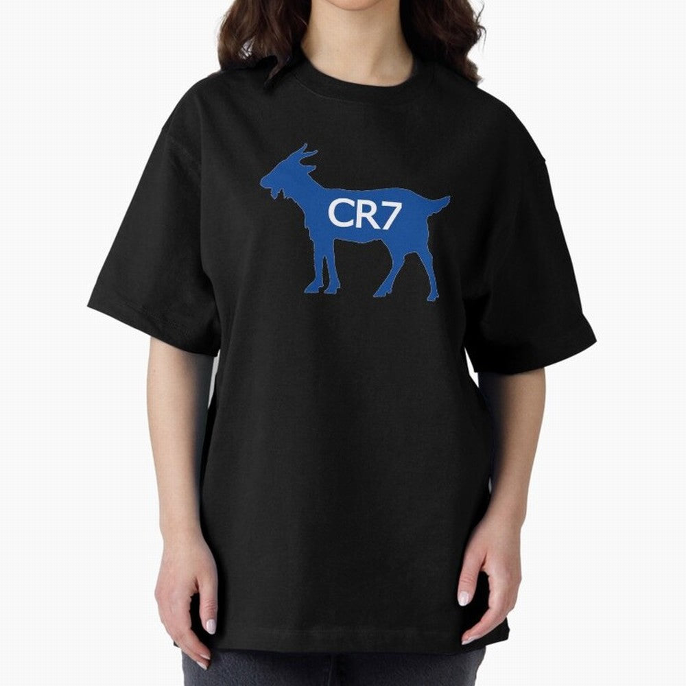 CR7 GOAT Blue Oversized T-Shirt Celebrate Fan Favorites in Match Day Hype around FIFA World Cup 2026 USA Canada Mexico, Neymar, Haaland and Cristiano Ronaldo, Portugal, Spain and Germany, Worldwide Fan Energy, Dramatic Goals, Stadium Lights and