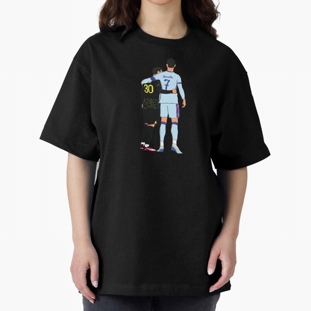 Messi and Ronaldo Reunion Illustration Oversized T-Shirt Share the Excitement of FIFA World Cup 2026 Spirit, Built around Germany, Cristiano Ronaldo, Haaland and CR7, Stadium Chants, National Pride, Trophy Dreams and Unforgettable Football