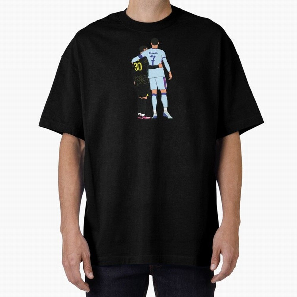 Messi and Ronaldo Reunion Illustration Oversized T-Shirt Share the Excitement of FIFA World Cup 2026 Spirit, Built around Germany, Cristiano Ronaldo, Haaland and CR7, Stadium Chants, National Pride, Trophy Dreams and Unforgettable Football