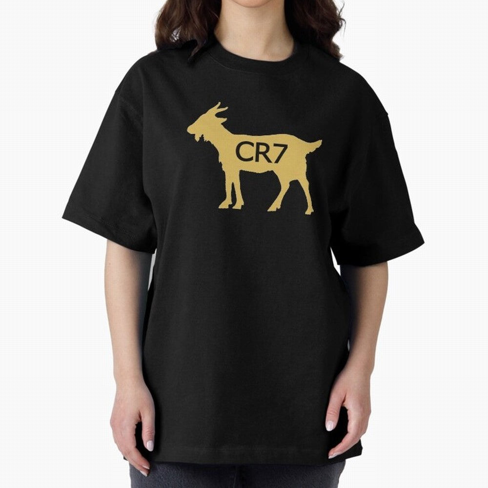 CR7 GOAT Gold Oversized T-Shirt Show Your Love for FIFA World Cup 2026 Built around Mbappe and Neymar, France and Portugal Energy, Football History, Final Match Energy, Crowd Noise and Once in a Lifetime Moments; Perfect for Supporters Who Want