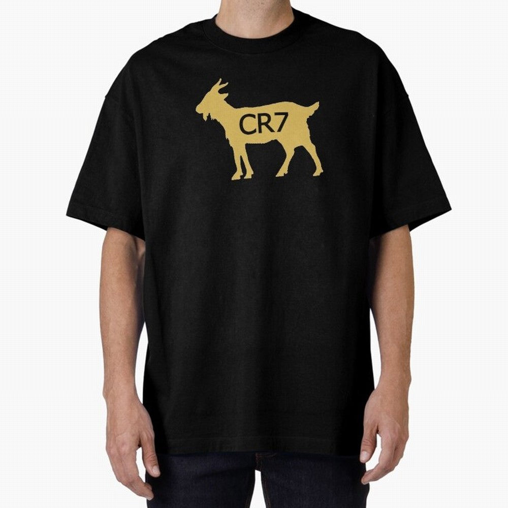 CR7 GOAT Gold Oversized T-Shirt Show Your Love for FIFA World Cup 2026 Built around Mbappe and Neymar, France and Portugal Energy, Football History, Final Match Energy, Crowd Noise and Once in a Lifetime Moments; Perfect for Supporters Who Want