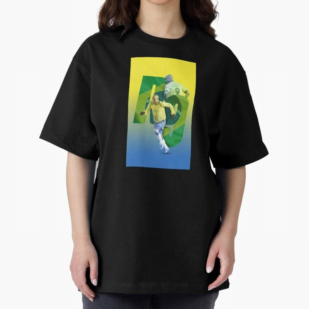 Ronaldo Luis Nazario de Lima Illustration Oversized T-Shirt Show Championship Spirit for FIFA World Cup 2026 Group Stage Spirit, Capturing England, France and Netherlands, Neymar, Stadium Chants, National Pride, Trophy Dreams and Unforgettable