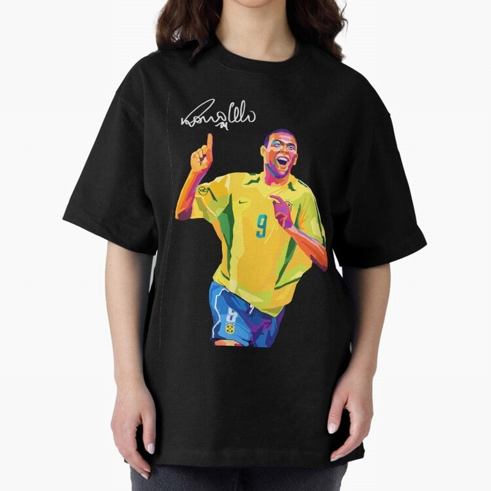 Ronaldo Nazario Pop Art Oversized T-Shirt Make Your Look Match Match Day Hype around FIFA World Cup 2026, CR7, Netherlands, Game Day Rituals, Football Legends, Country Pride and the Road to the Final; Ideal for Football Dads, Football Moms,