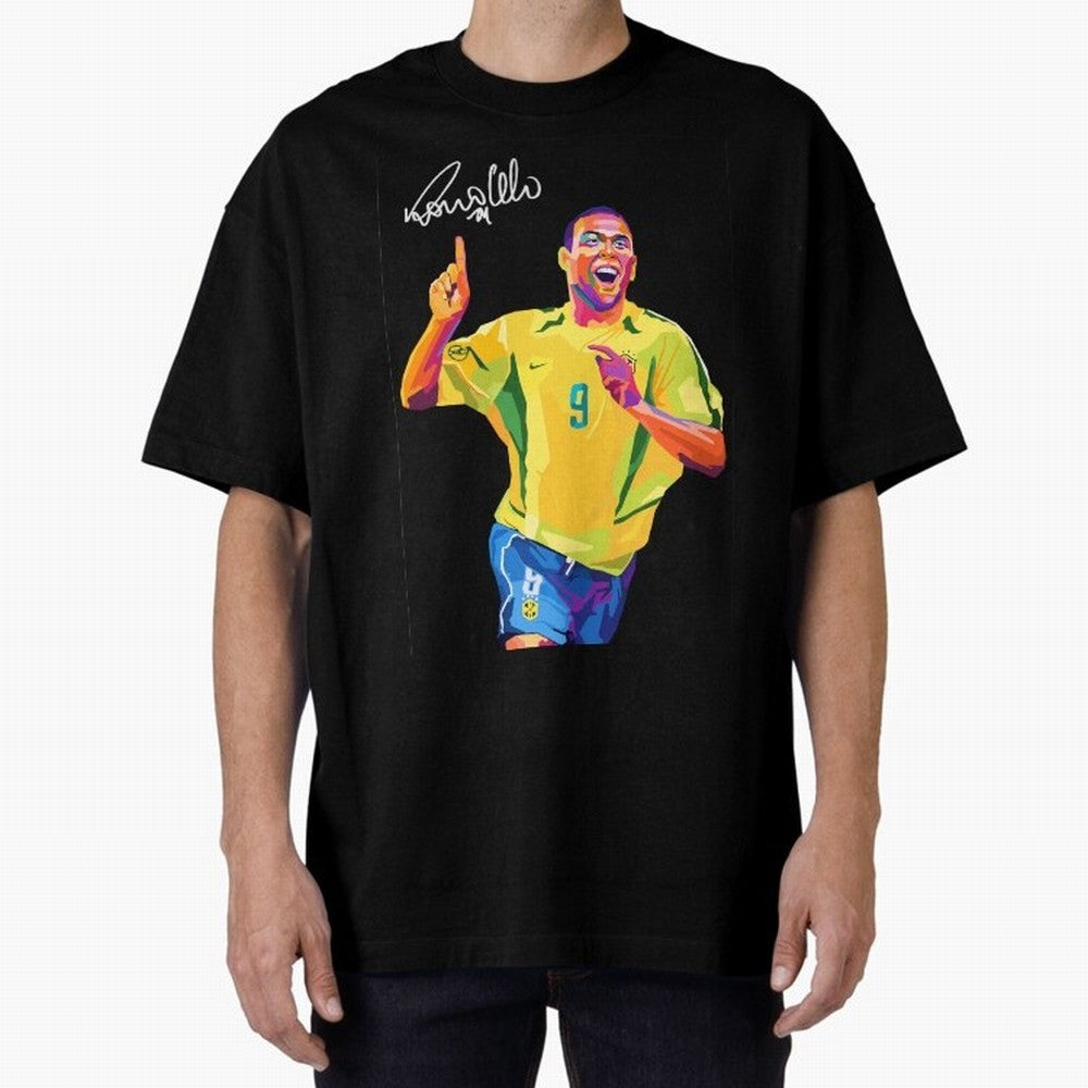 Ronaldo Nazario Pop Art Oversized T-Shirt Make Your Look Match Match Day Hype around FIFA World Cup 2026, CR7, Netherlands, Game Day Rituals, Football Legends, Country Pride and the Road to the Final; Ideal for Football Dads, Football Moms,