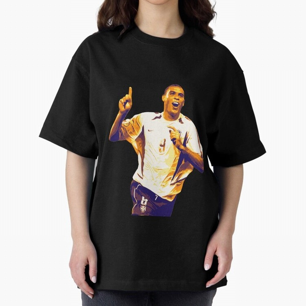 Ronaldo Naz¨¢rio brazil team Oversized T-Shirt Join FIFA World Cup 2026 Group Stage for Fans of CR7 and Portugal, Spain and Germany, Bringing Retro Football Energy, Iconic Rivalries, Trophy Chase Drama and Stadium Atmosphere; Perfect for People Who