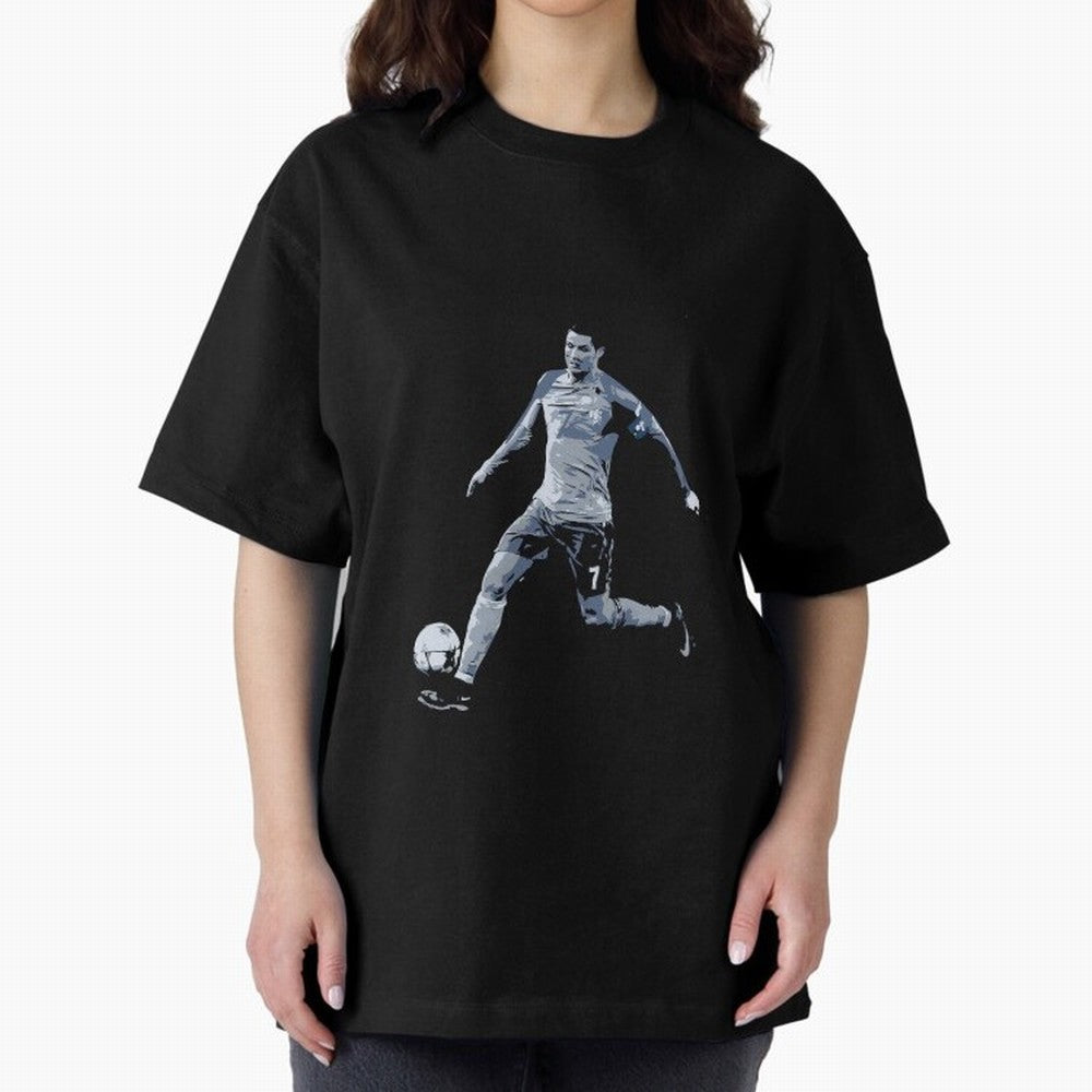 Soccer Football Art, Cristiano Ronaldo Oversized T-Shirt Join the Global Buzz around Global Football Passion for FIFA World Cup 2026 Group Stage, Celebrating Messi, Neymar and Mbappe, England and Germany, Stadium Chants, National Pride, Trophy