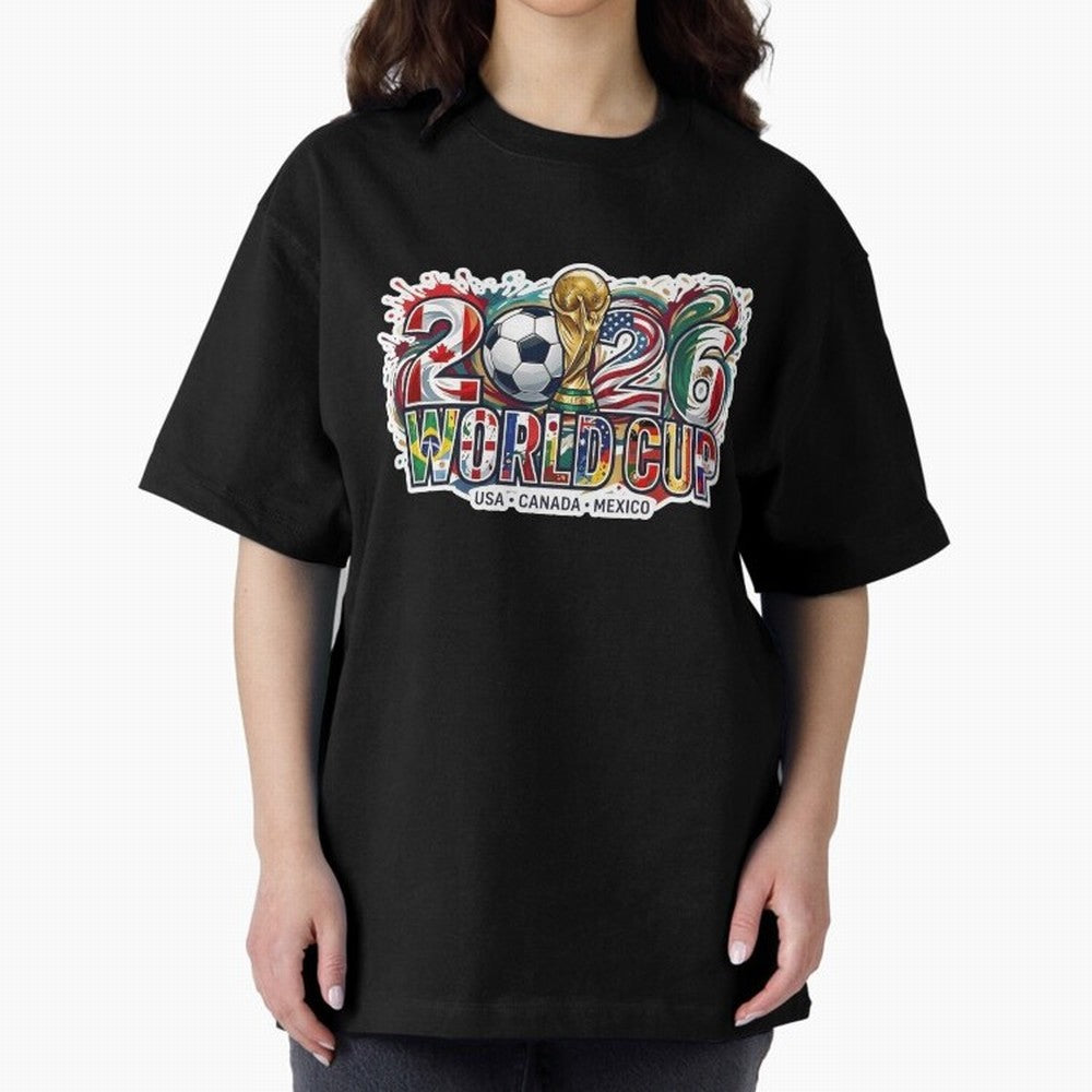2026 World Cup International Futbol Football Soccer USA Canada Mexico Oversized T-Shirt Show Love for Legendary Goals in FIFA World Cup 2026 USA Canada Mexico for Fans of Haaland and Mbappe and Spain and Netherlands, Bringing Global Supporter