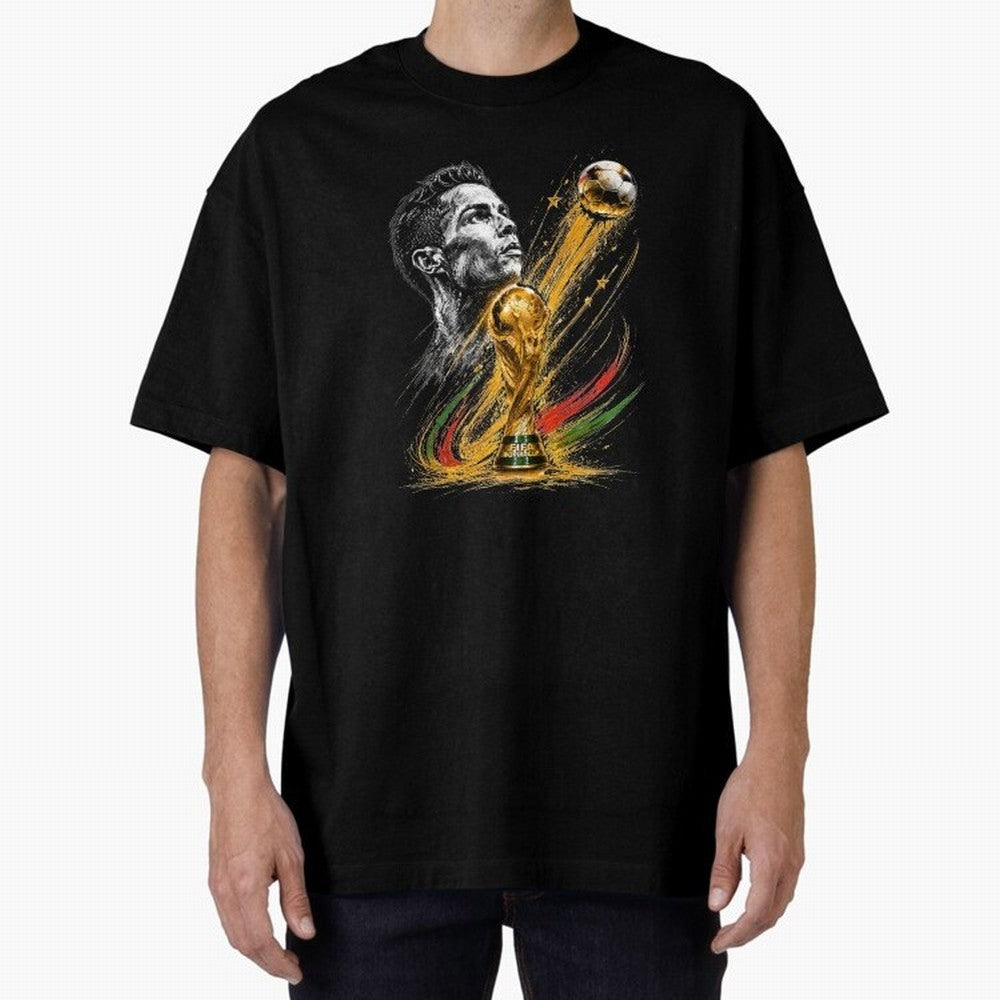 Ronaldo with World Cup Oversized T-Shirt Bring Trophy Dreams to Match Day Hype around FIFA World Cup 2026 USA Canada Mexico, Cristiano Ronaldo, Argentina, Supporter Pride, Iconic Celebrations, Legendary Names and Global Match Day Energy; Made for