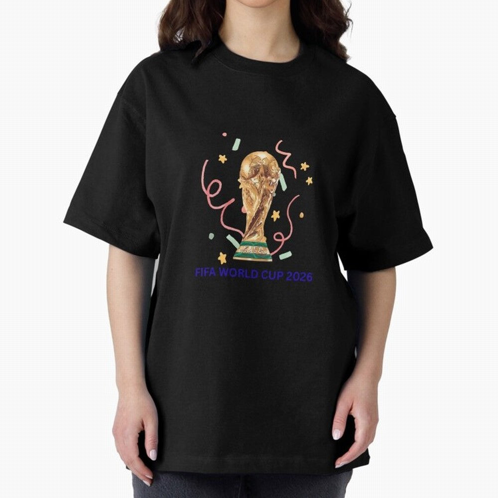 FIFA World Cup 2026 Oversized T-Shirt Celebrate Every Goal in Match Day Hype around FIFA World Cup 2026 USA Canada Mexico, Messi, Neymar and Mbappe, Spain and Netherlands, Supporter Pride, Iconic Celebrations, Legendary Names and Global Match Day