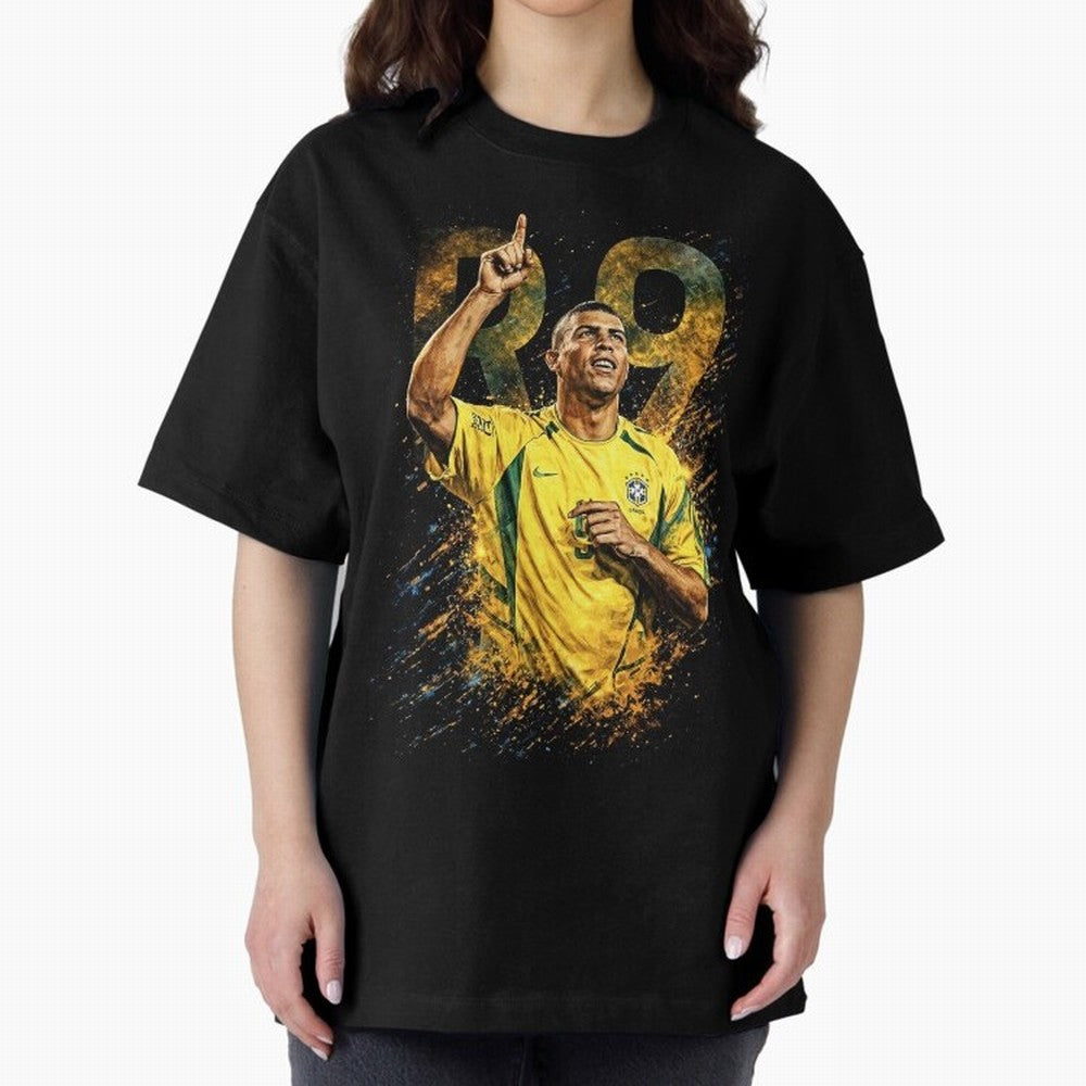 R9 Ronaldo Football Legend Oversized T-Shirt Celebrate Rivalries and Pride in FIFA World Cup 2026 Group Stage Spirit, Centered on France, Messi, CR7 and Mbappe, Global Supporter Spirit, Legendary Goals, National Colors and Tournament Celebration;